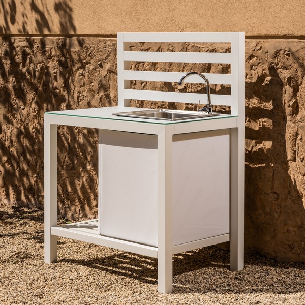 Kinda Garden Kitchen Middle Table with Sink White