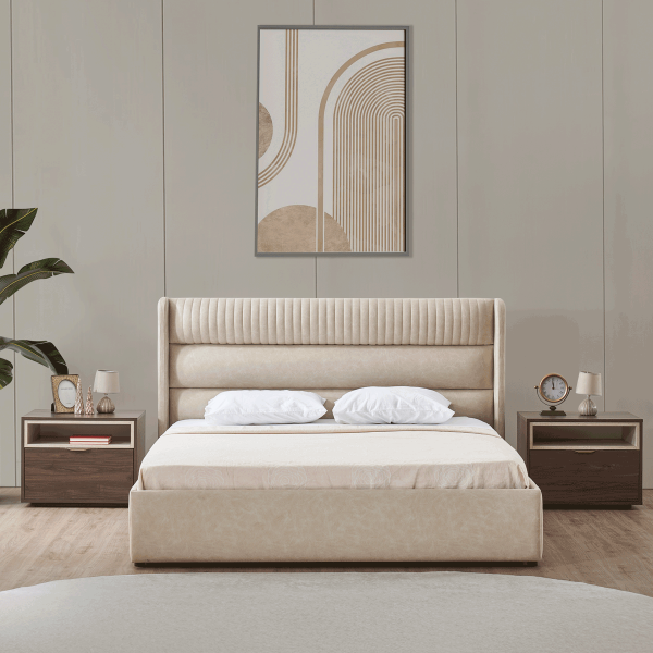 Barsa 180x200 Bed Walnut/Beige
