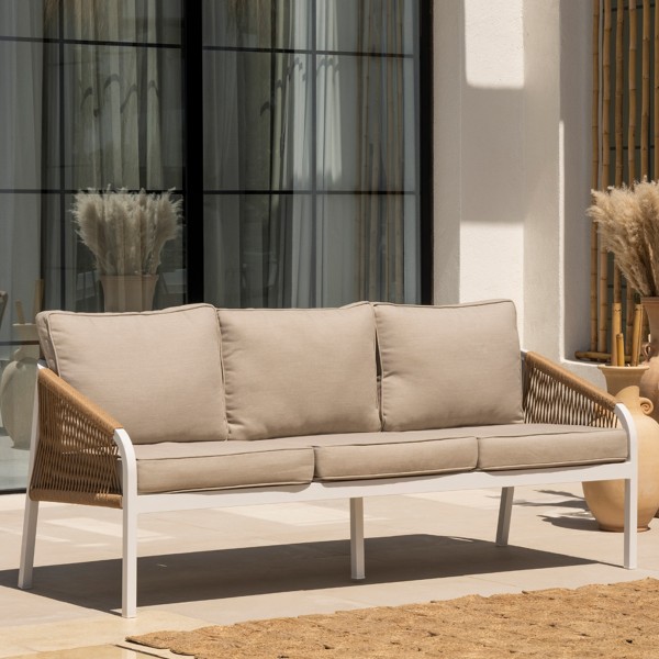 Milo 3 Seater Garden Sofa Beige