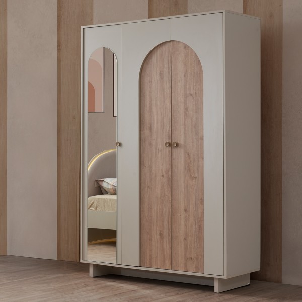 Rena Jr. 3-Door Kids Wardrobe Beige/Oak