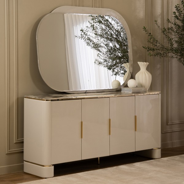 Aline Buffet with Mirror White/Grey