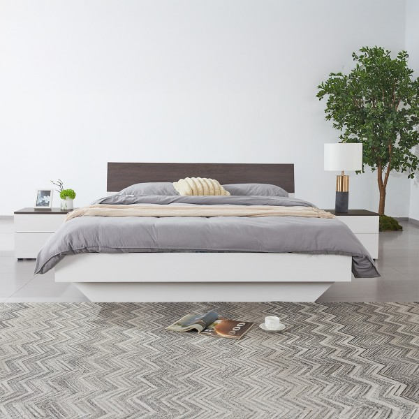 Edrei 180X200 Bed White/Dark Walnut