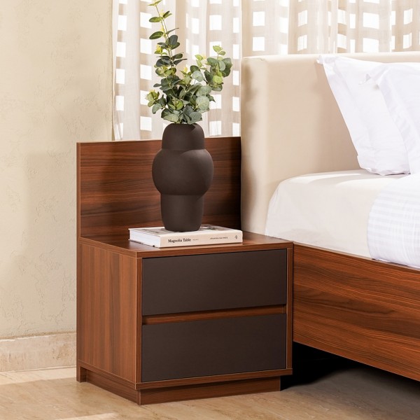 Kevin Nightstand Dark Walnut/Grey