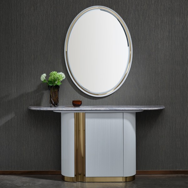 Verona Console Table with Mirror Light Grey/Gold