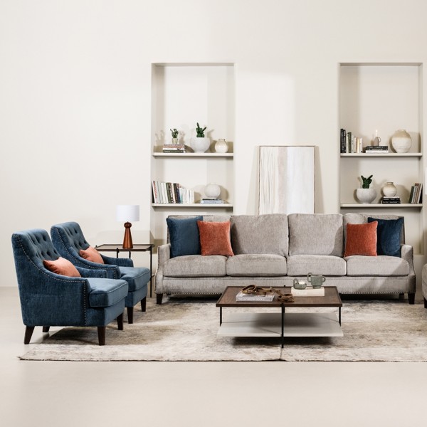 New Draven 4+3+1+1 Seater Sofa Set Light Grey/Blue