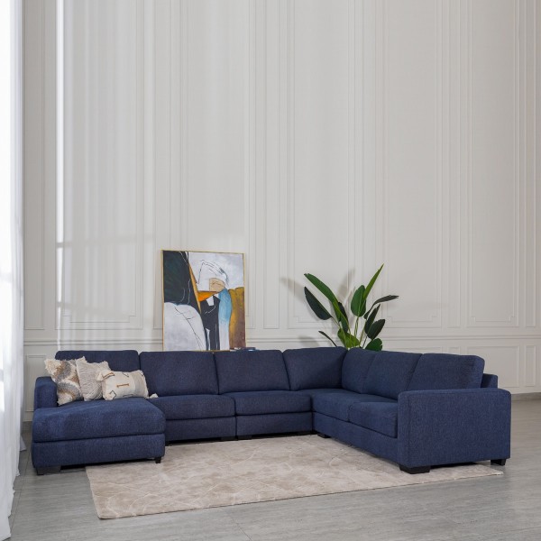 New Miami 6 Seater Sofa With Left Chaise Blue