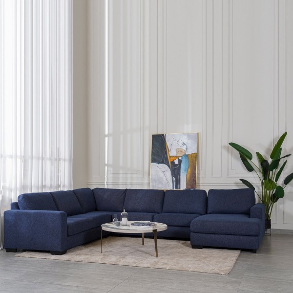 New Miami 6 Seater Sofa With Right Chaise Blue