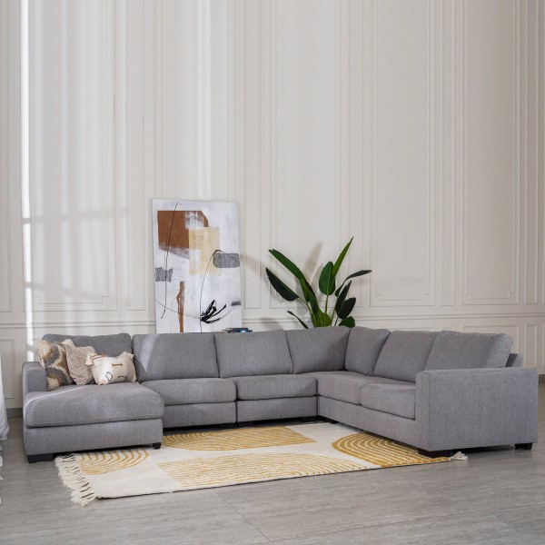 New Miami 6 Seater Sofa With Left Chaise Grey