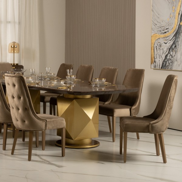 New Infinity 10+1 Dining Set Brown/Gold