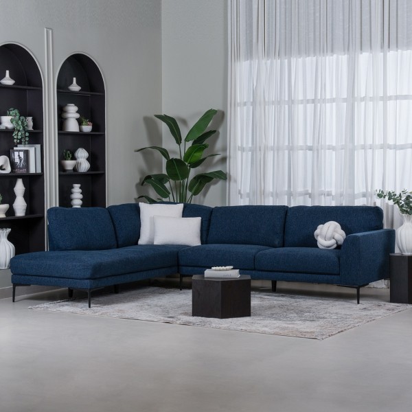 Sovana 2 Seater Right Arm Corner Sofa Chaise Lounge Blue