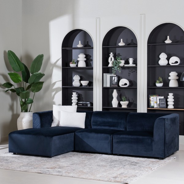Clara Corner Sofa with Left Chaise Lounge Dark Blue