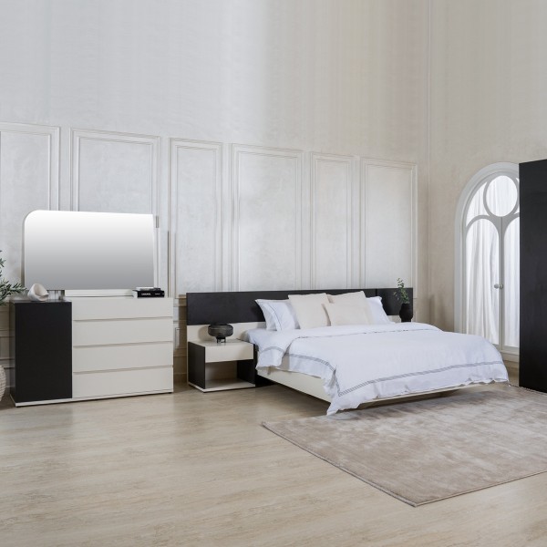 Bogata 180X200 Bedroom Set Without Wardrobe Grey/Cream