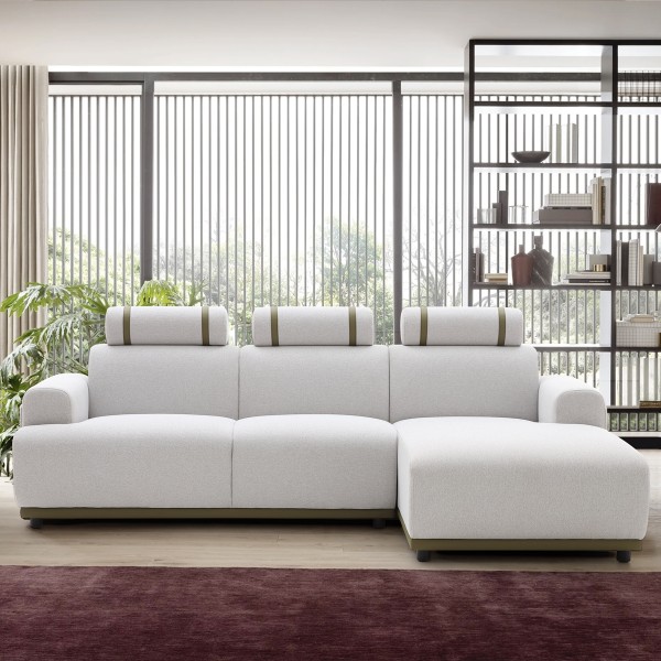 Benita Corner Sofa with Left Chaise Lounge Light Grey/Green