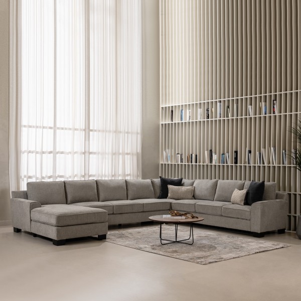 Drew Corner Sofa with Left Chaise Lounge Light Grey