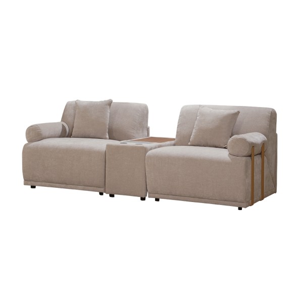 Serena 2 Seater Corner Sofa With Console Light Grey