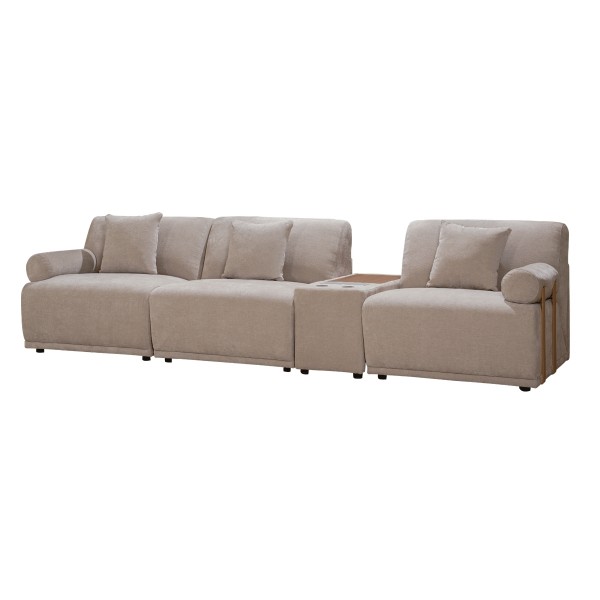 Serena 3 Seater Corner Sofa With Console Light Grey