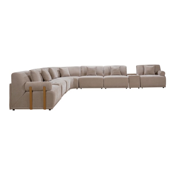 Serena 7 Seater Corner Sofa With Console Light Grey