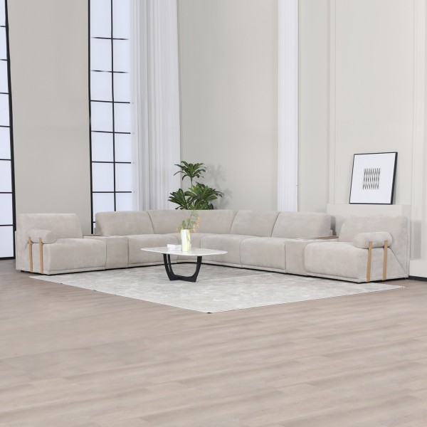 Serena 6 Seater Corner Sofa With Console Light Grey