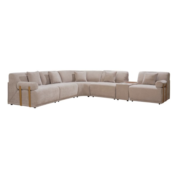Serena 5 Seater Corner Sofa With Console Light Grey