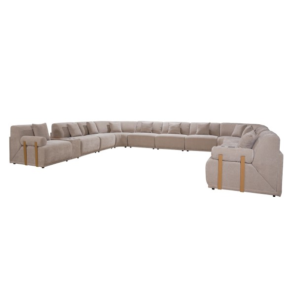 Serena Big U-Shape Corner Sofa with Console Light Grey