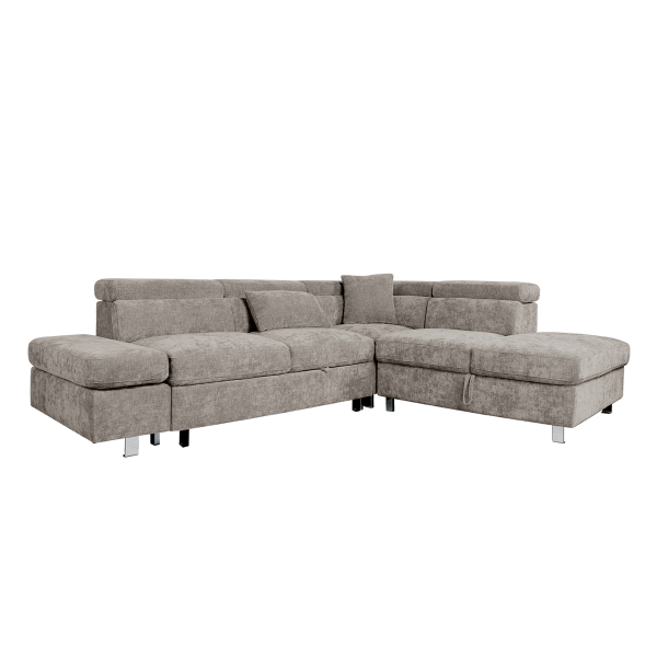 Oliver 2 Seater Left Arm Corner Sofa with Right Chaise Lounge Grey