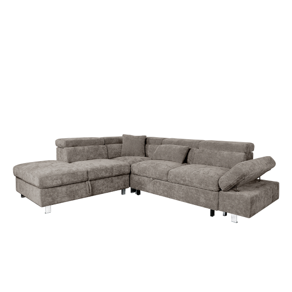 Oliver 2 Seater Right Arm Corner Sofa with Left Chaise Lounge Grey