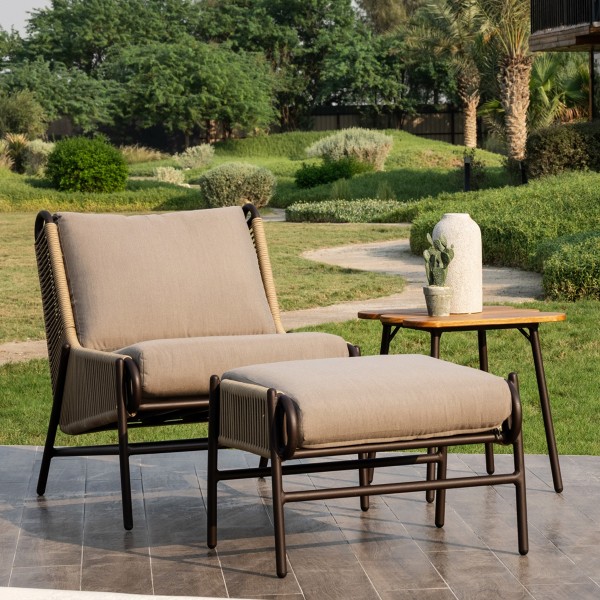 Kevin Tea Set Beige + Ottoman + Coffee Table