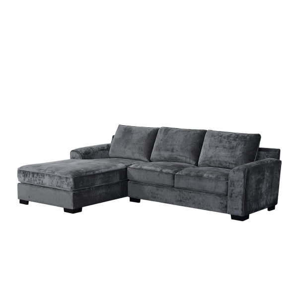 Drew 3 Seater Sofa with Left Chaise Lounge Dark Grey