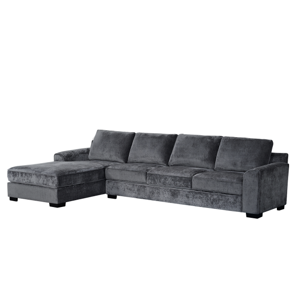 Drew 4 Seater Sofa with Left Chaise Lounge Dark Grey