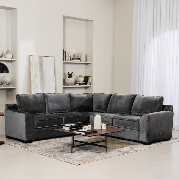 Drew 5 Seater Corner Sofa Dark Grey