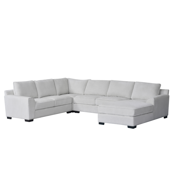 Drew 6 Seater Sofa with Right Chaise Lounge Beige
