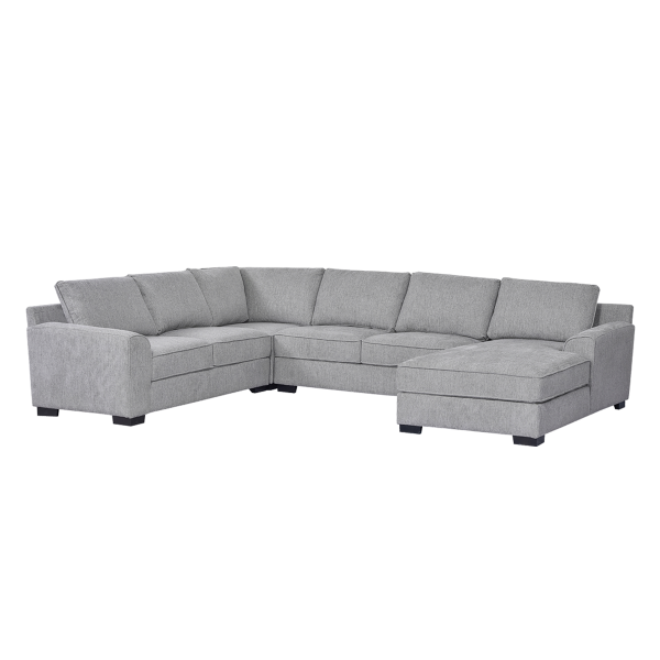 Drew 6 Seater Right Chaise Sofa Light Grey