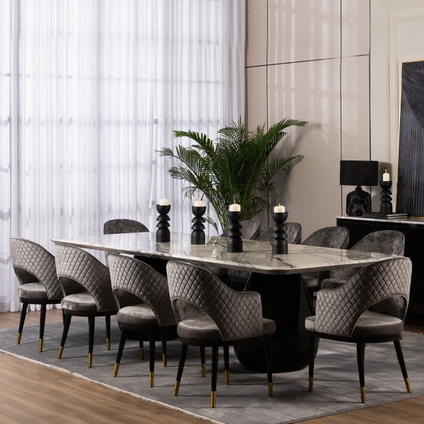 Selena 10+1 Dining Set Grey/Black