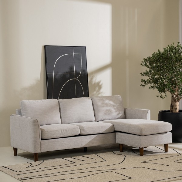 Lexi 3 Seater Corner Sofa with Reversible Chaise Lounge Light Grey