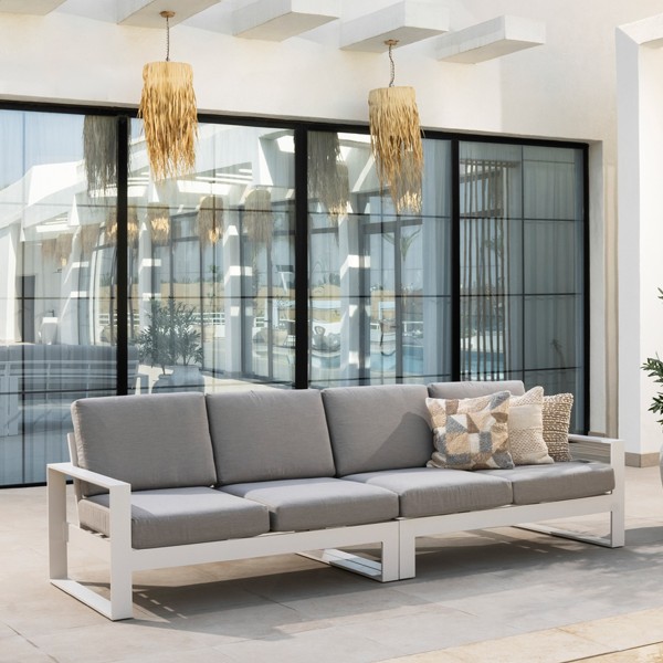Brenta 4 Seater Garden Sofa White/Grey