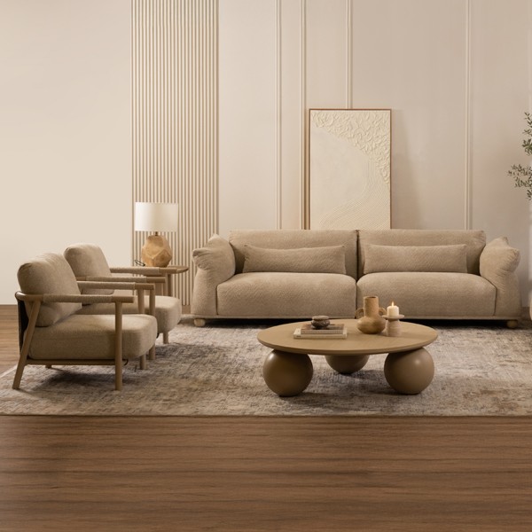 Wexford 4+3+1+1 Seater Sofa Set Light Brown