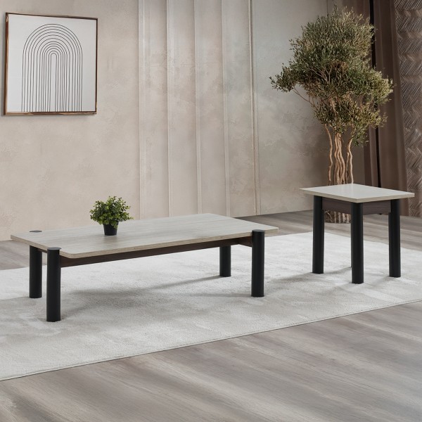 Naya 1 Coffee Table + 2 End Tables Set Brown