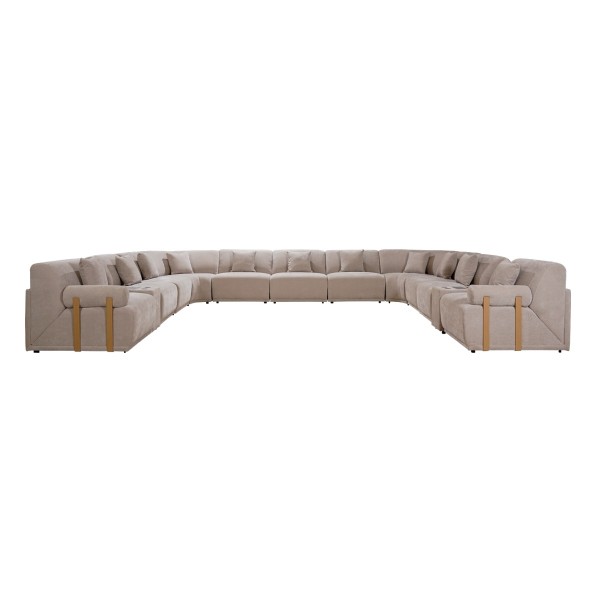 Serena Big U-Shaped Corner Sofa with Console Cream