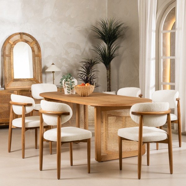 Kris 6+1 Dining Set Cane Brown