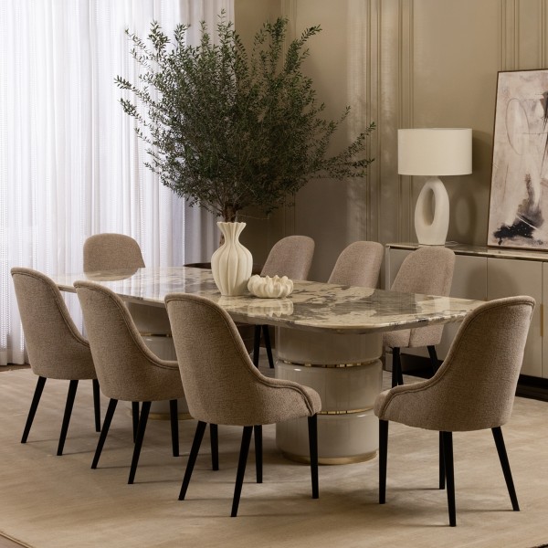 Aline 8+1 Dining Set White/Grey