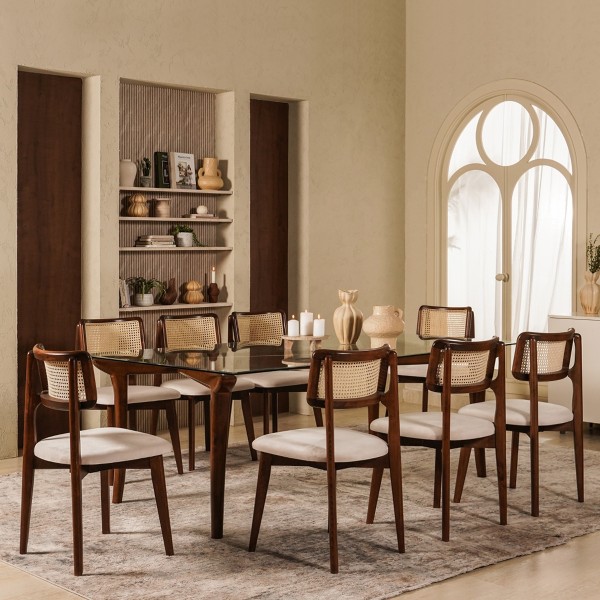 Nodi 8+1 Dining Set Glass/Brown