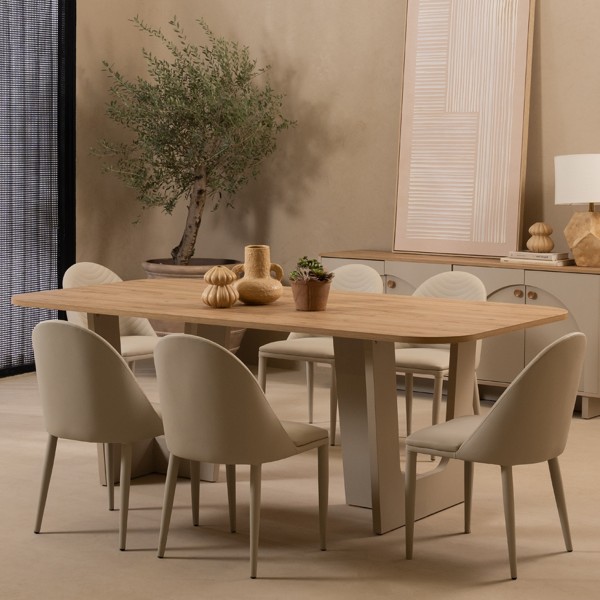 Rena 6+1 Dining Set Oak/Beige