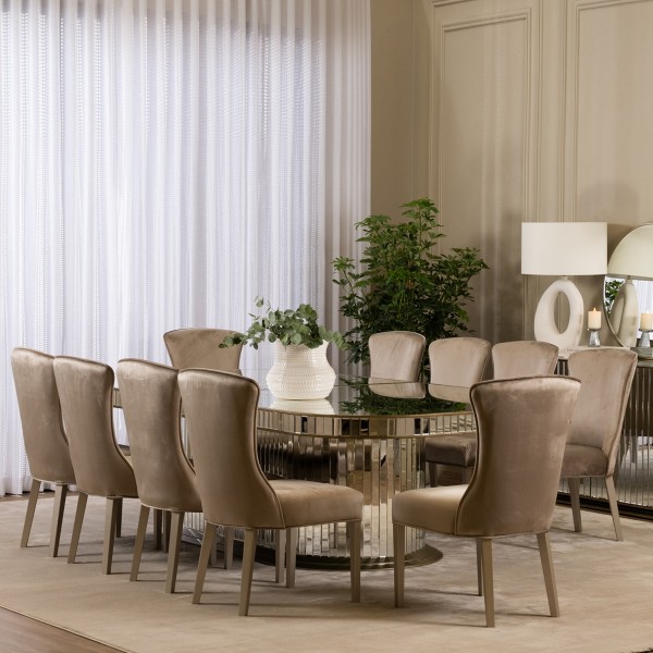Kami 10+1 Dining Set Gold/Mirror