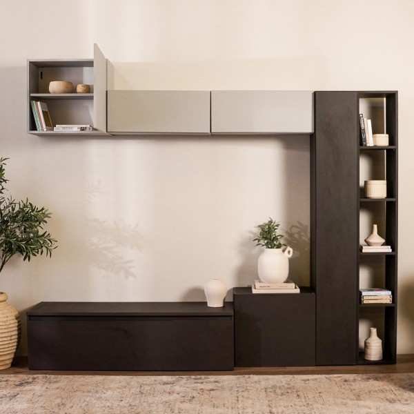 Infinity Modular Wall Unit Set Light Grey/Black