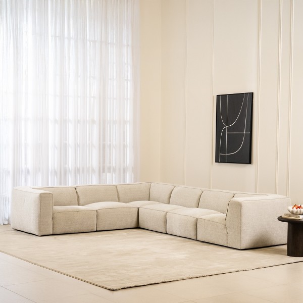 Nuna 6 Seater Corner Sofa Beige