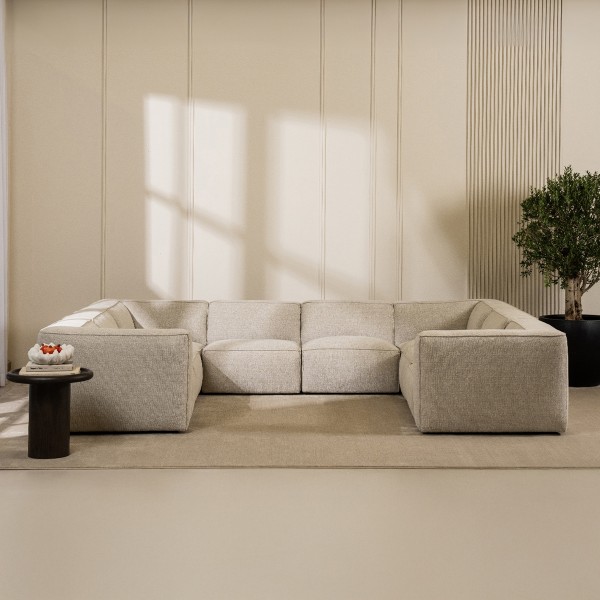 Nuna Small U-Shape Corner Sofa Beige