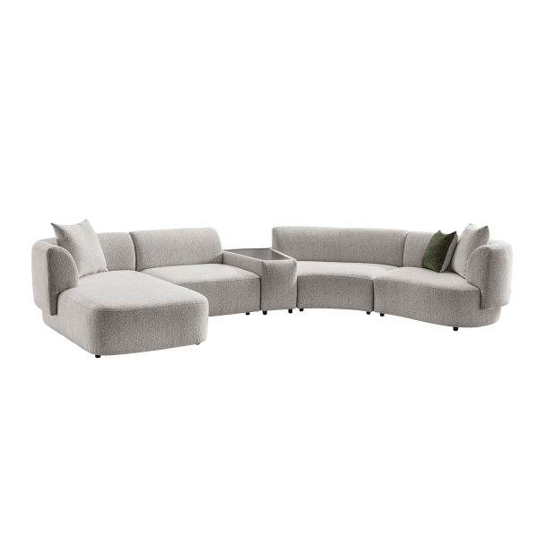 Elissa 4-Seater Left Chaise Lounge With Side Table Beige