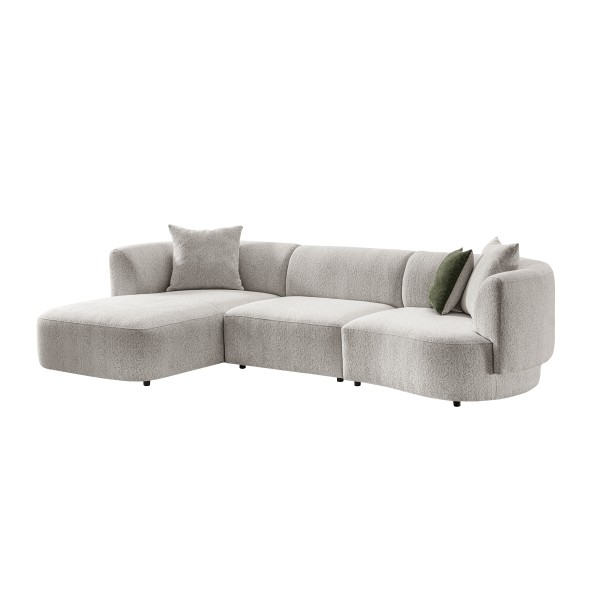 Elissa 3-Seater Corner Sofa Left Chaise Lounge Beige