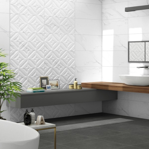 Adranos Ceramic Wall Tile Matt White 30X60 cm