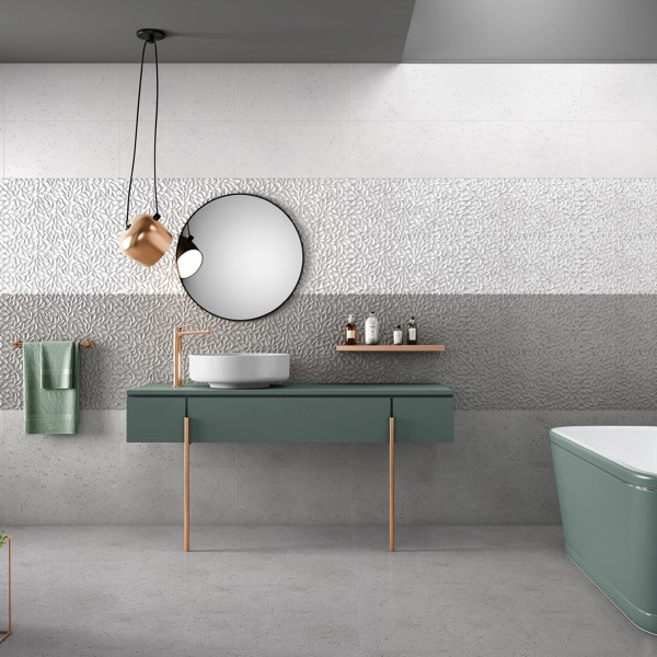 Terrazo Ceramic Wall Tile Matt Light Grey 30X60 cm